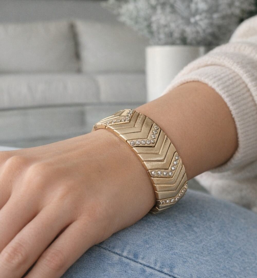 Pomina Gold CZ Stretch Bracelet NWT